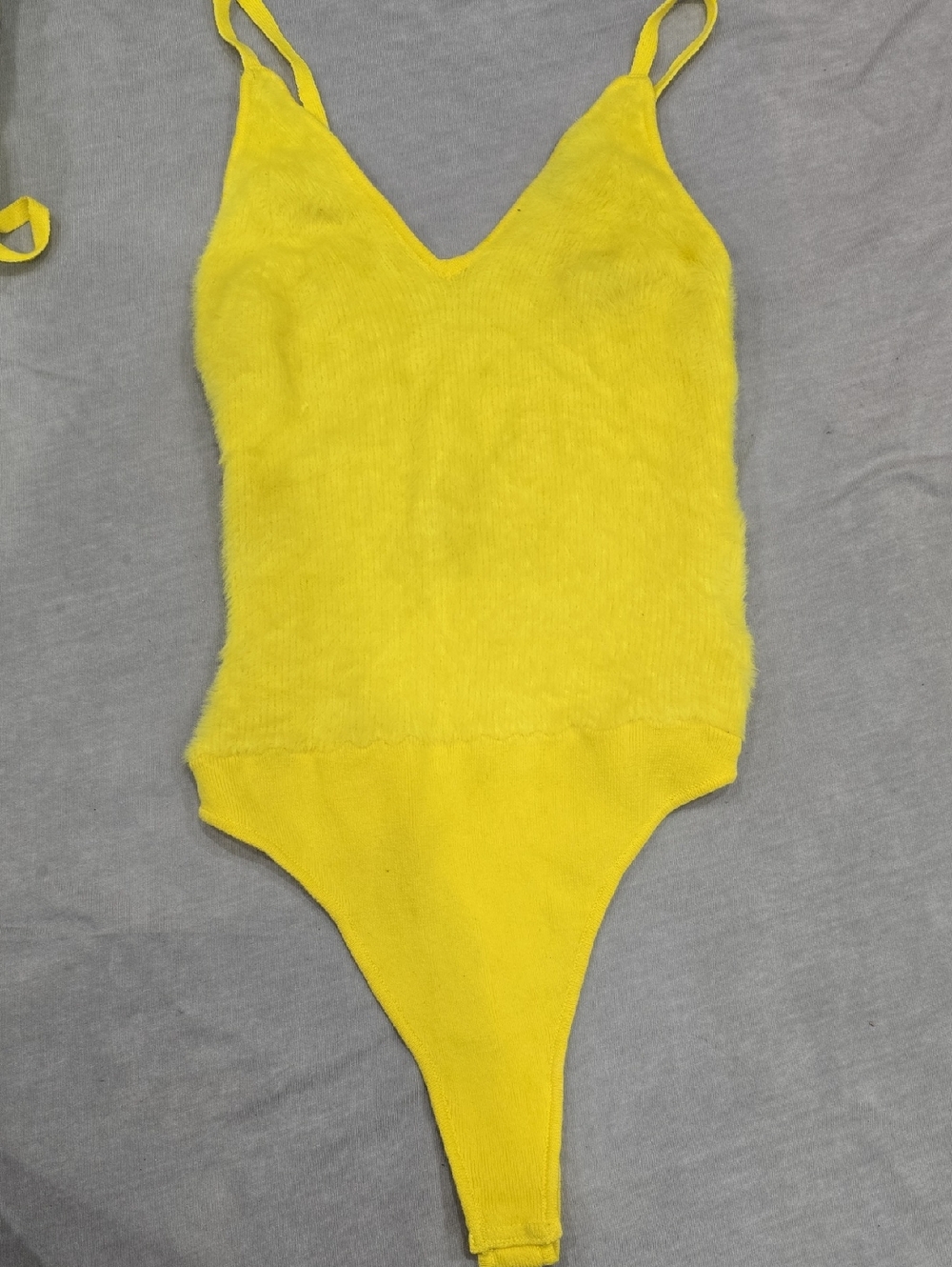 Yellow V-Neck One-Piece Bodysuit